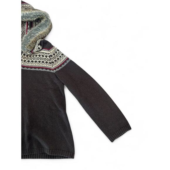 Christopher & Banks Brown Knit Sweater for Fur Trim Long Sleeve XL - Picture 5 of 9